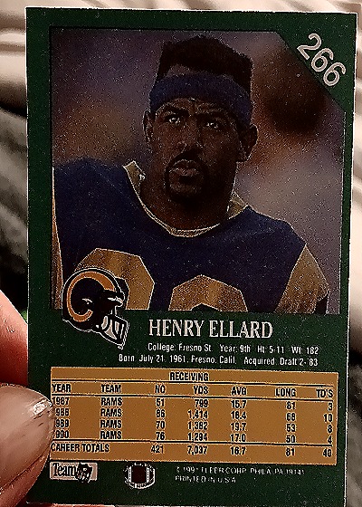 1991 Fleer #266 Henry Ellard — back