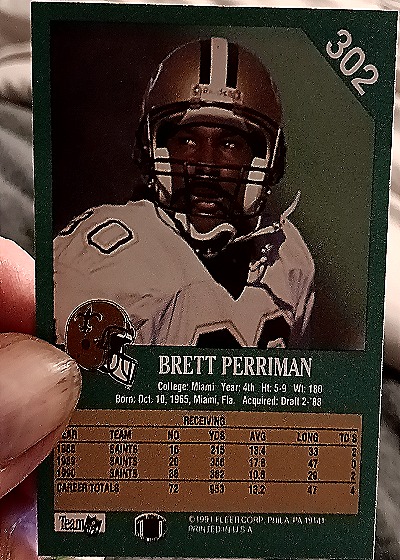 1991 Fleer #302 Brett Perriman — back