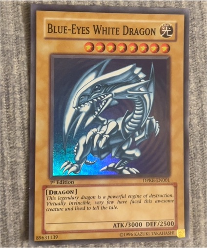 1996 Yu-Gi-Oh! #DPKB-EN001 Blue-Eyes White Dragon — front