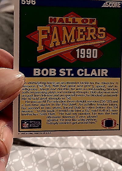1990 Score #596 Bob St. Clair — back
