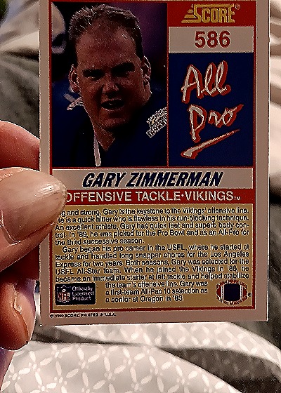 1990 Score #586 Gary Zimmerman — back