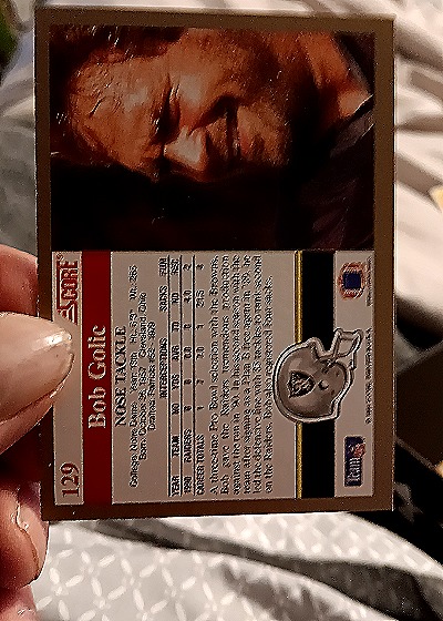 1991 Score #129 Bob Golic — back