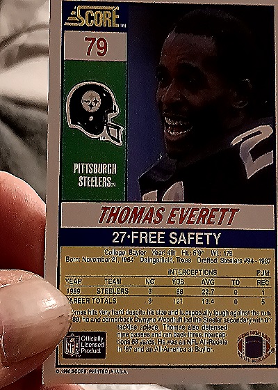 1990 Score #79 Thomas Everett — back
