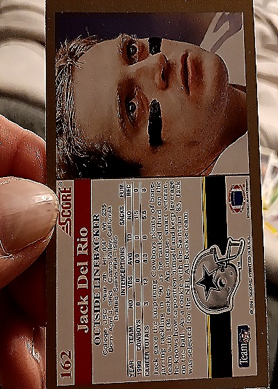 1991 Score #162 Jack Del Rio — back
