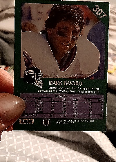 1991 Fleer #307 Mark Bavaro — back