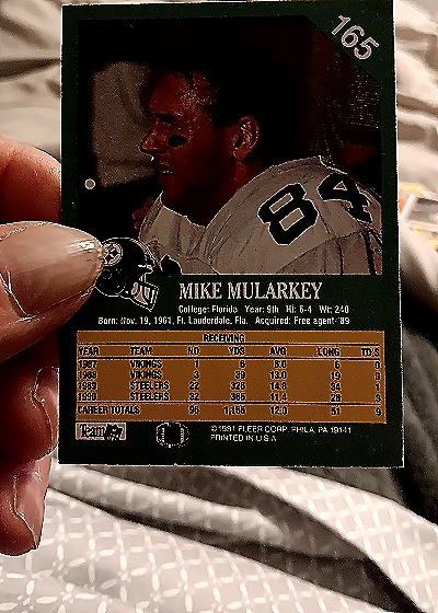 1991 Fleer #165 Mike Mularkey — back