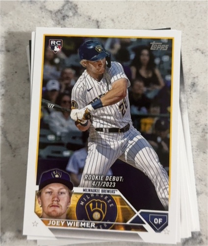 2023 Topps Update #US316 Joey Wiemer Rookie Debut Milwaukee Brewers — front