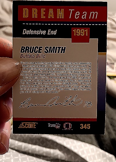 1991 Score #345 Bruce Smith — back