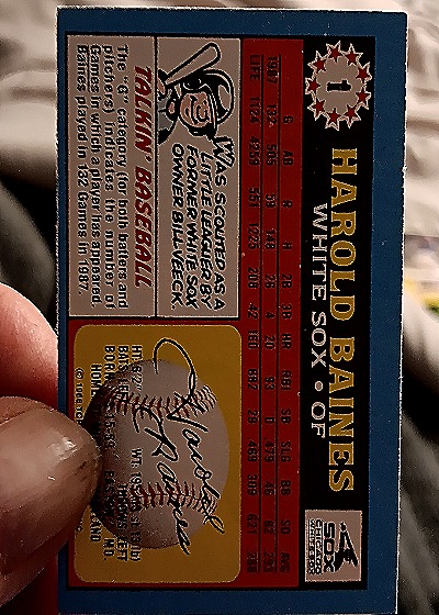 1988 Topps #1 Harold Baines — back