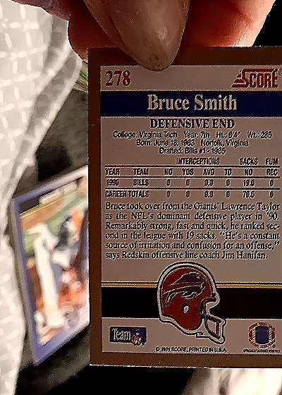 1991 Score #278 Bruce Smith — back