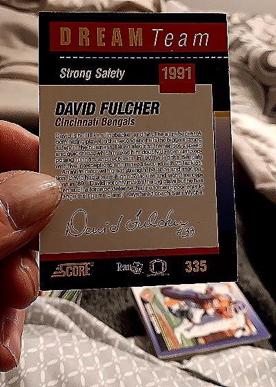 1991 Score #335 David Fulcher — back