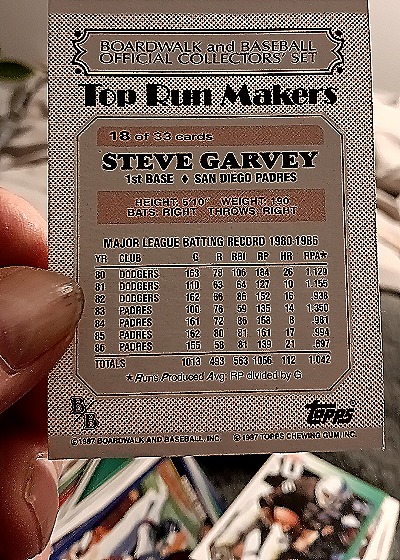 1987 Topps Boardwalk & Baseball #18 Steve Garvey — back