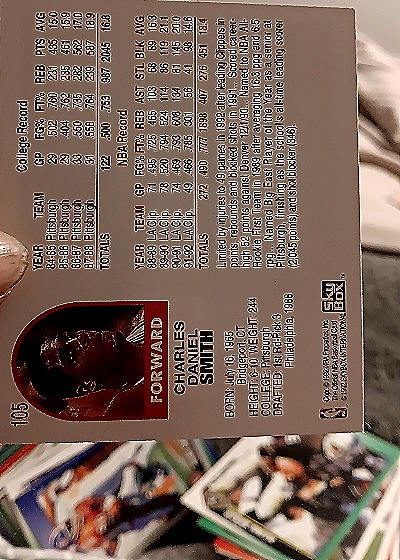 1993 NBA Hoops #105 Charles Smith — back