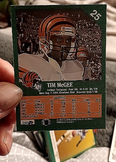 1991 Fleer #16 Tim McGee — back