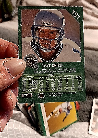 1991 Fleer #191 Dave Krieg — back
