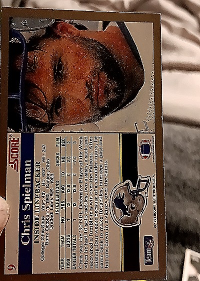 1991 Score #9 Chris Spielman — back
