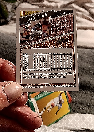 1993 Topps #10 Will Clark — back