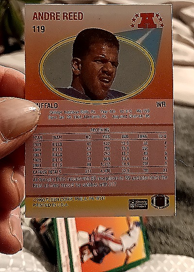 1990 Fleer #119 Andre Reed — back