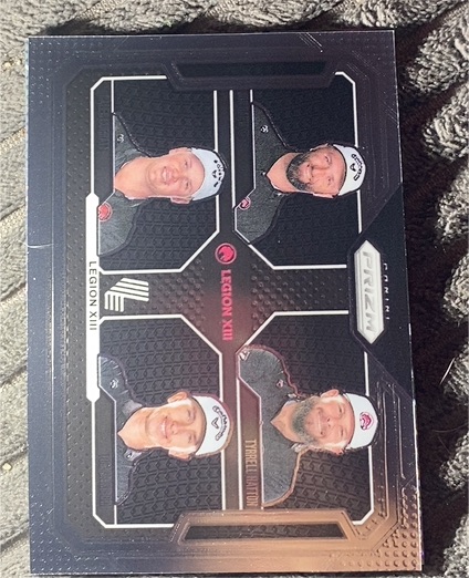 2025 Panini Prizm LIV Golf #61 Tyrrell Hatton/Jon Rahm/Tom McKibbin/Caleb Surratt Legion XIII — front