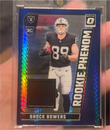 2024 Panini Donruss Optic #RPB-BBS Brock Bowers Rookie Phenom Blue Hyper Patch — front