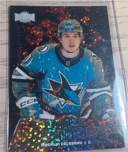 2024-25 Upper Deck Metal Universe Blast Furnace #BF-3 Macklin Celebrini — front