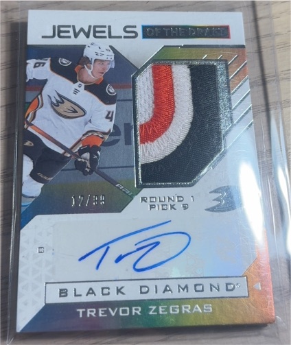 2021-22 Upper Deck Black Diamond Jewels of the Draft #JD-TS Trevor Zegras — front