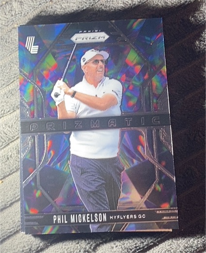 2025 Panini Prizm LIV Golf #12 Phil Mickelson Prizmatic HyFlyers — front