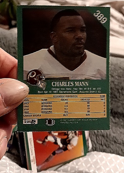 1991 Fleer #389 Charles Mann — back