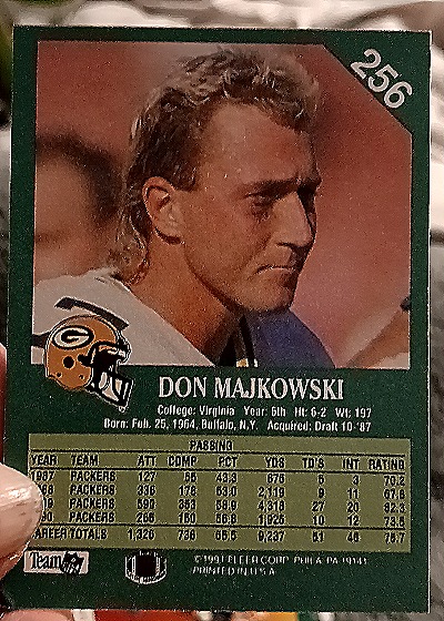 1991 Fleer #256 Don Majkowski — back