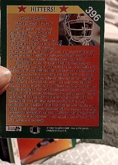 1991 Fleer #396 Bruce Smith — back