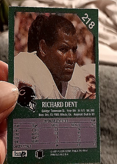 1991 Fleer Football #218 Richard Dent — back