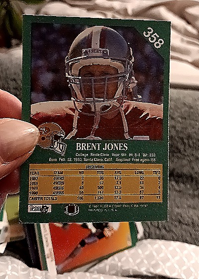 1991 Fleer #358 Brent Jones — back