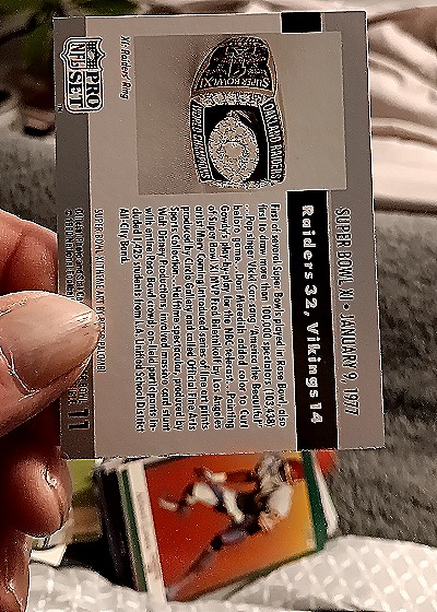 1990 Pro Set Super Bowl XI #11 Oakland Raiders vs Minnesota Vikings — back