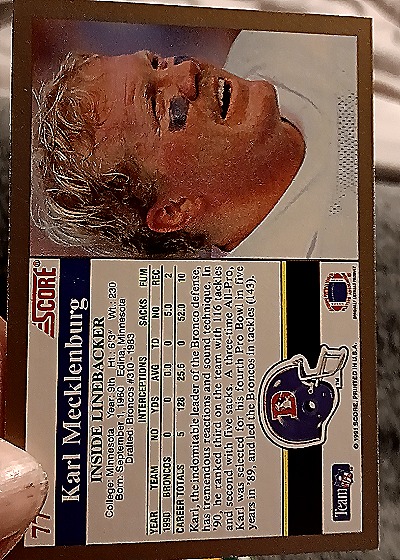 1991 Score #77 Karl Mecklenburg — back