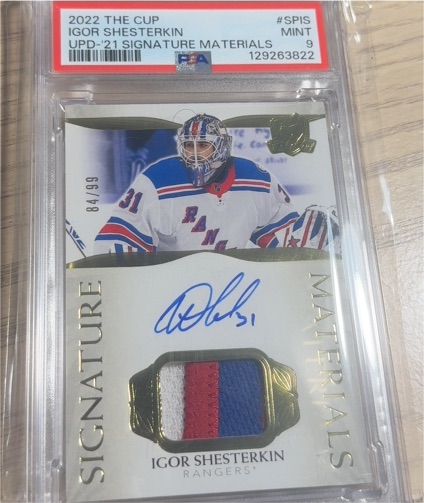 2021-22 Upper Deck The Cup Signature Materials #SPIS Igor Shesterkin — front