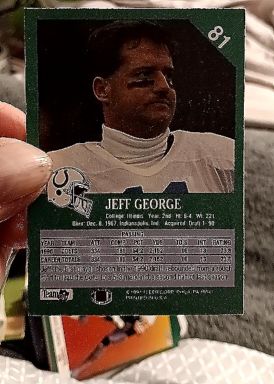 1991 Fleer #81 Jeff George — back