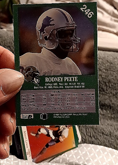 1991 Fleer Football #246 Rodney Peete — back