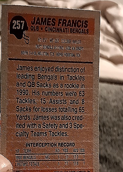 1990 Topps #257 James Francis — back