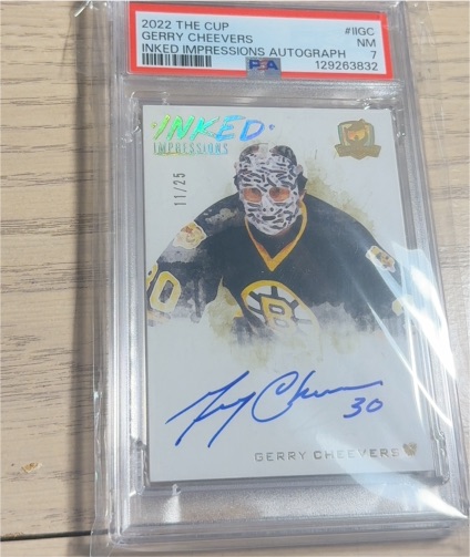 2022 The Cup #IIGC Gerry Cheevers Inked Impressions Autograph — front