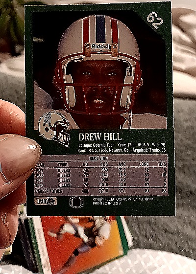 1991 Fleer #62 Drew Hill — back