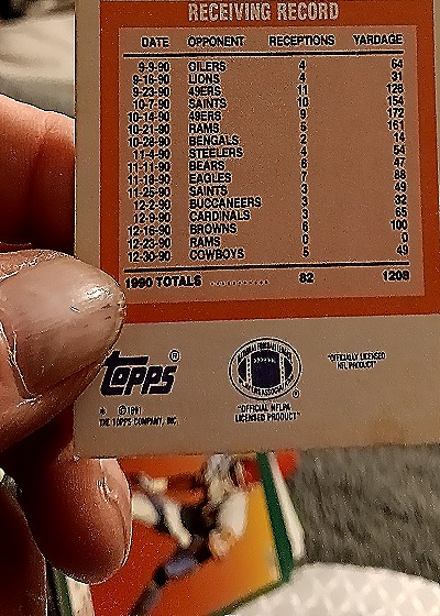 1991 Topps 1000 Yard Club Andre Rison — back