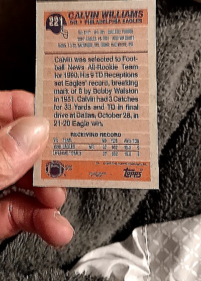 1991 Topps #221 Calvin Williams — back