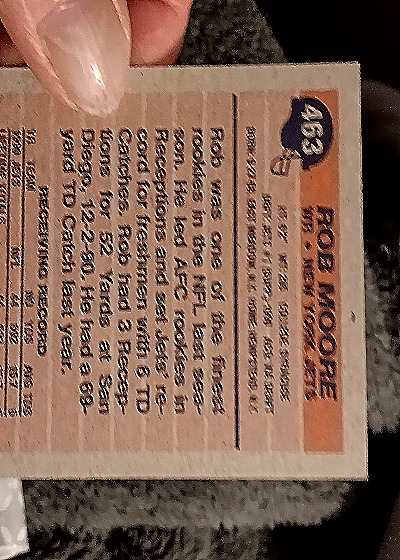 1991 Topps #463 Rob Moore — back