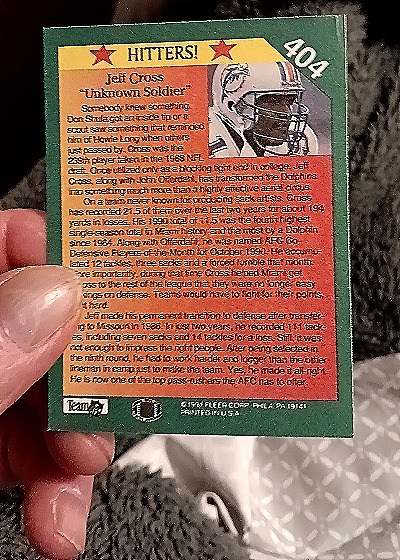 1991 Fleer #404 Jeff Cross — back
