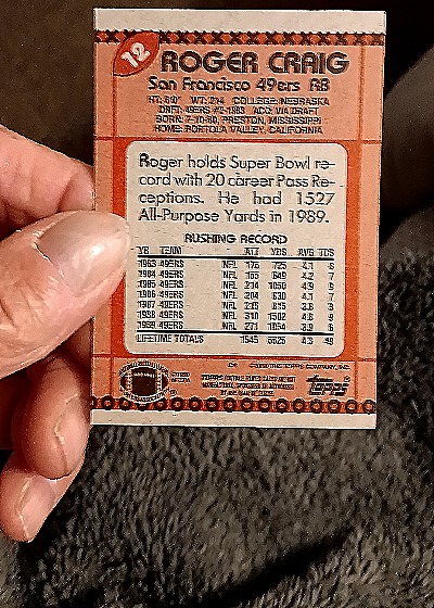1990 Topps #12 Roger Craig — back