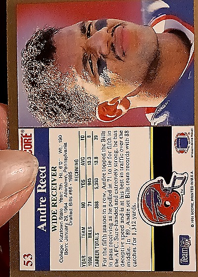 1991 Score #53 Andre Reed — back
