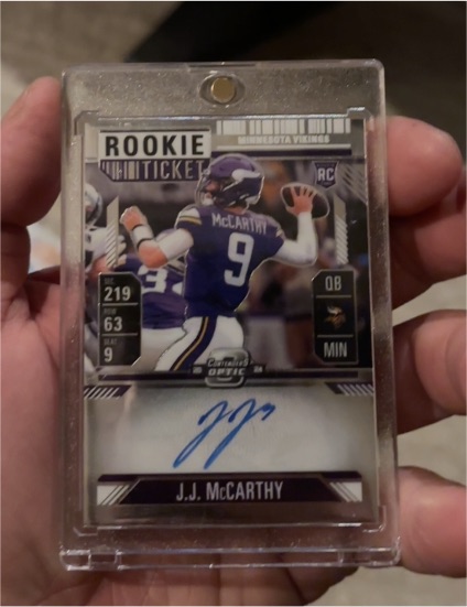 2024 Panini Contenders Optic #101 J.J. McCarthy Rookie Ticket — front
