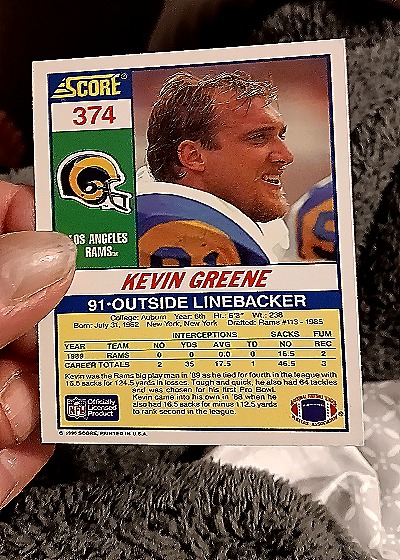 1990 Score #374 Kevin Greene — back