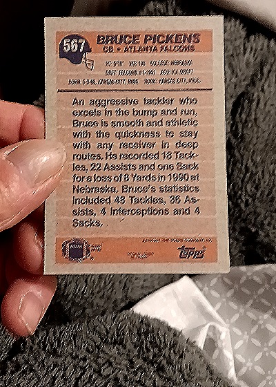 1991 Topps #567 Bruce Pickens — back