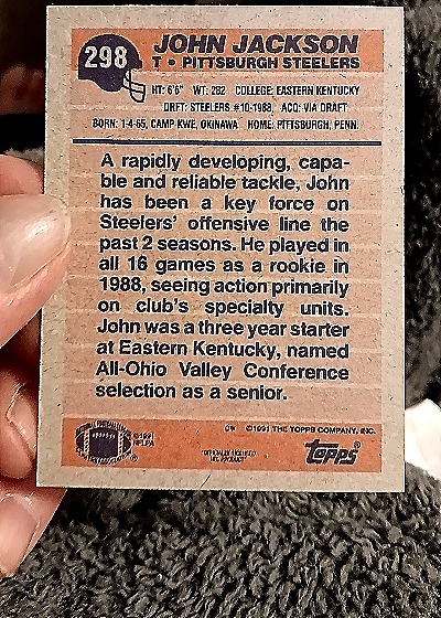 1991 Topps #298 John Jackson — back